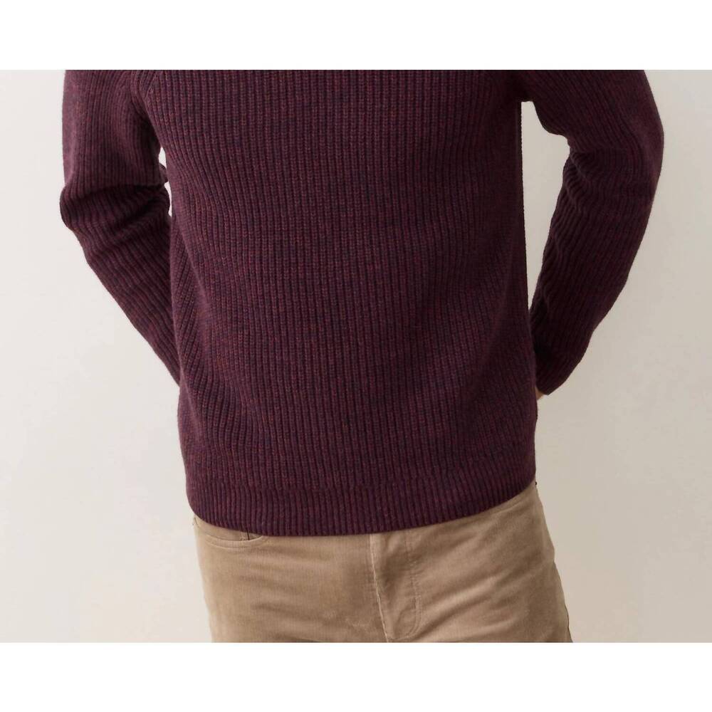 NEW MARINE LAYER inverness crew sweater in sangria & veneer